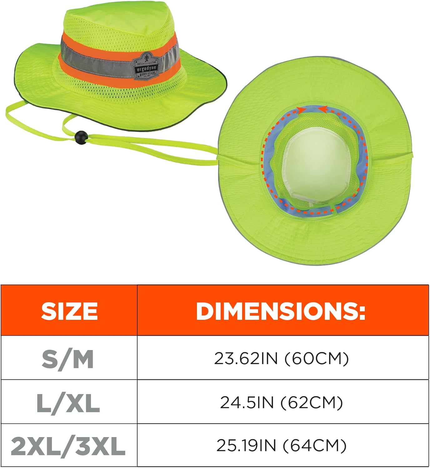 Ergodyne Chill-Its 8935CT Cooling Ranger Sun Hat Hi-Vis Reflective