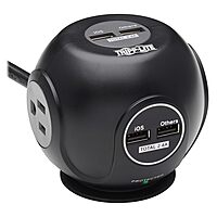 Tripp Lite Surge Protector 3-Outlet Spherical Surge Protector, 4 USB Ports (4.8A Shared) - 6-ft. (1.83 m) Cord, 5-15P Plug