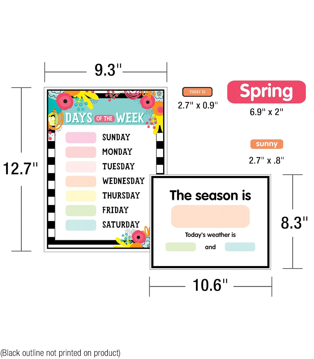 Schoolgirl Style Simply Stylish Tropical 92-Piece Calendar Bulletin Board Set for Classroom