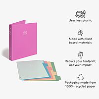U BRANDS U-Eco 1" Poly Binder + 5 Tab Divider Set, Letter Size, Two Pockets