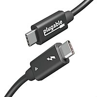 Plugable Thunderbolt 4 Cable with 240W Charging, Thunderbolt Certified, 3.3 Feet (1M),1x 8K Display, 40 Gbps, Compatible with USB4, Thunderbolt 3, USB-C - Driverless
