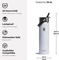 HYDRO FLASK Wide Mouth Flex Straw Cap Bottle - Insulated Stainless Steel