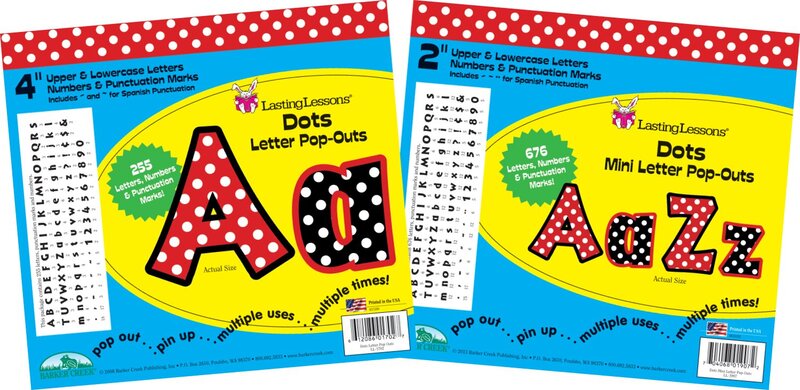 Barker Creek Letter Pop-Out Set, 2" & 4" Dots, Set Includes 255 4" and 676 2" Letters, Numbers & Punctuation Marks