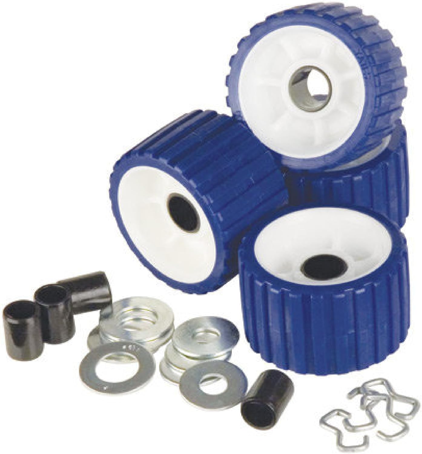 C.E. Smith Ribbed Roller Replacement Kit - 4-Pack - Blue