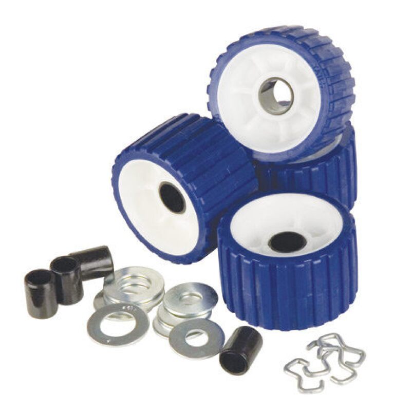 C.E. Smith Ribbed Roller Replacement Kit - 4-Pack - Blue