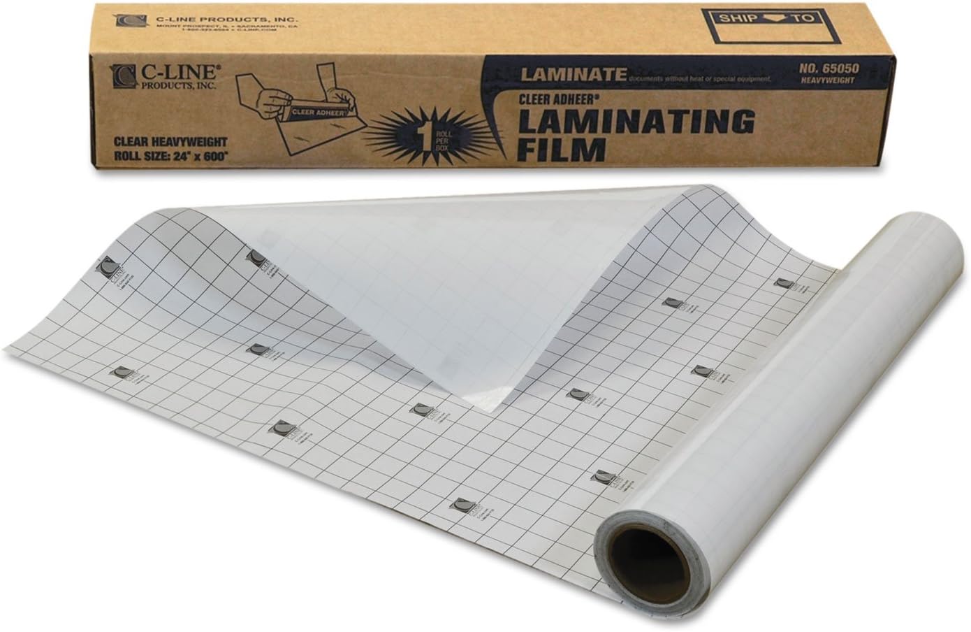 C-Line 65050 Cleer Adheer Self-Adhesive Laminating Film, 2 mil, 24-Inch x 50 ft. Roll