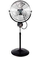 Optimus 20in Adjustable Industrial-Grade HV Oscillating Stand Fan With Chrome Grill, 30in x 24in, Black