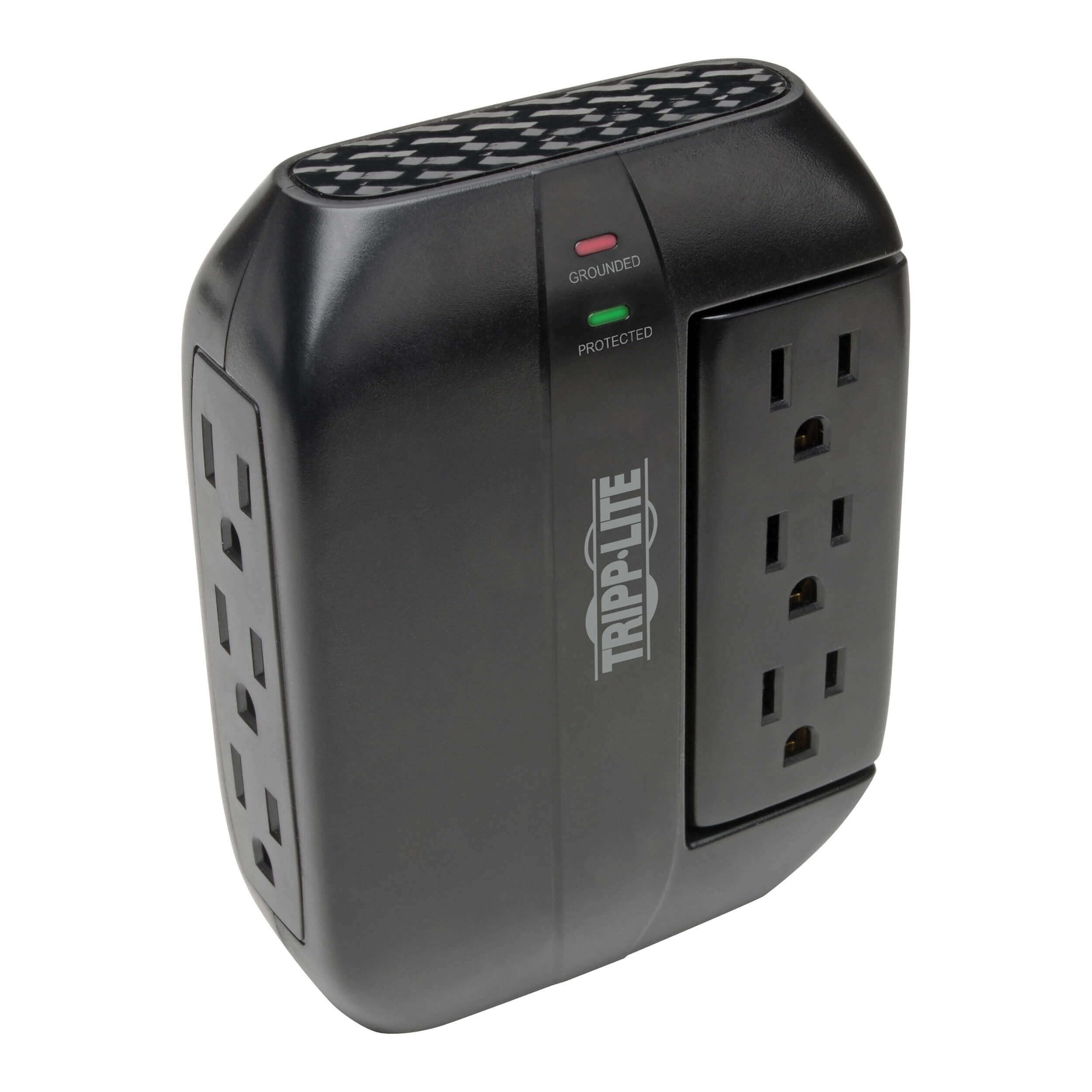TRIPP LITE SWIVEL6 6-Outlet Surge Protector, 3 Rotatable Outlets, Direct Plug-In, Black