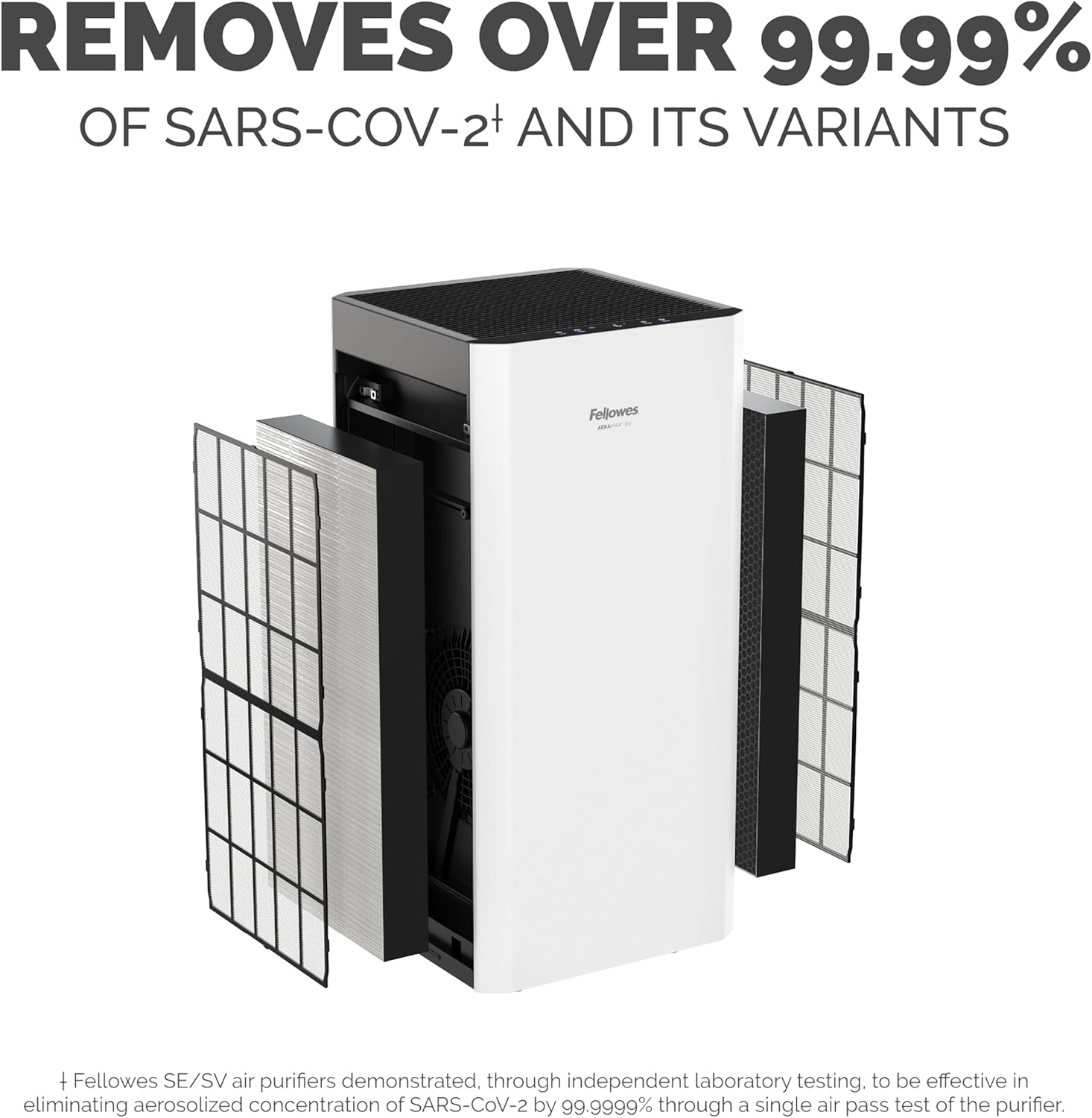 Fellowes AeraMax SV 4-Speed HEPA Air Purifier, 1,500 Sq. Ft., White/Black
