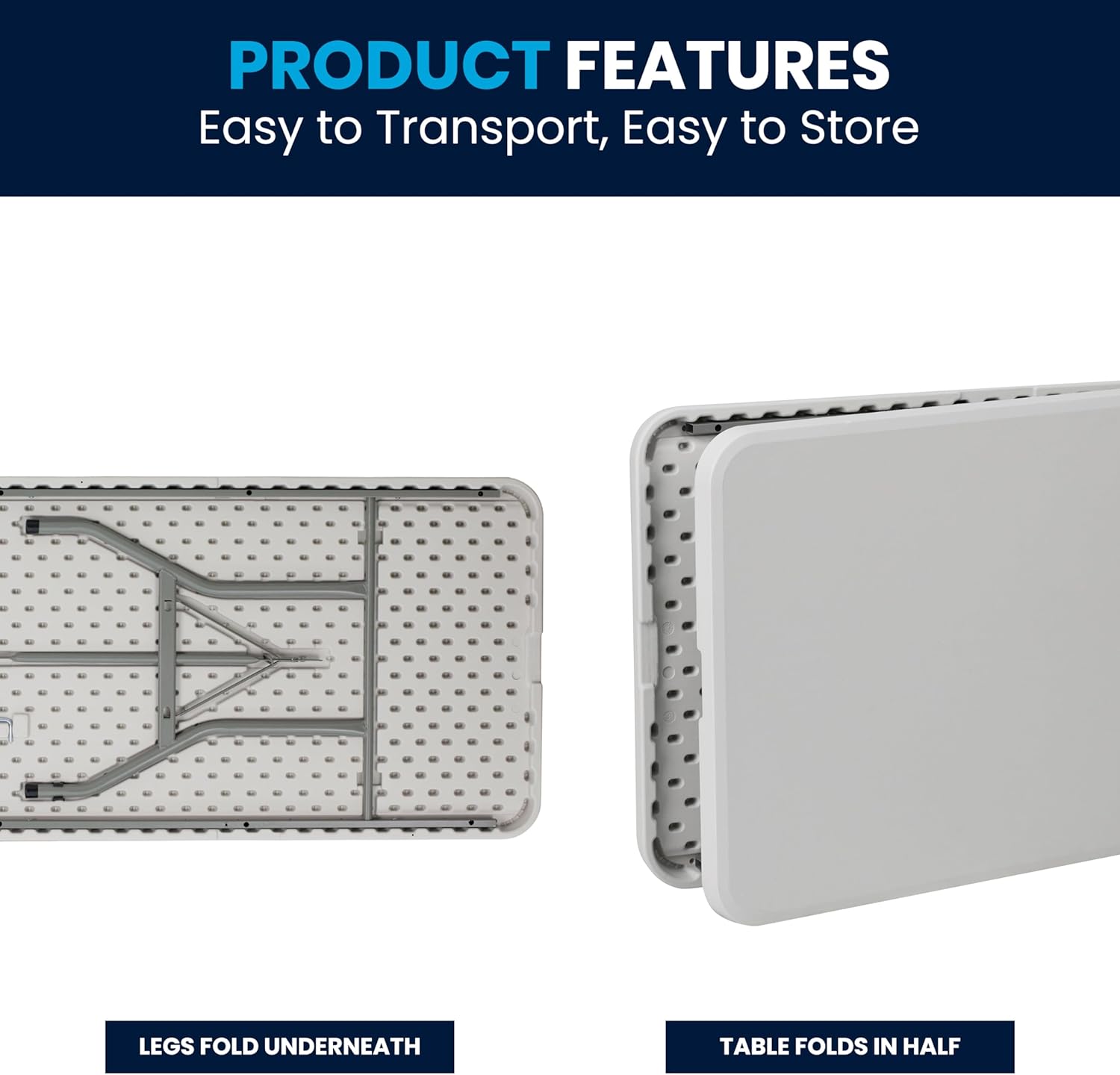 Flash Furniture Kathryn 8' Rectangular Plastic Folding Event Table with Carrying Handle