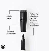 U Brands Low-Odor Dry-Erase Markers with Erasers, Medium (2mm) Point, Assorted Colors, Pack of 10