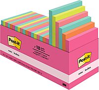 Post-it Notes, 3 in x 3 in., 18 Sticky Notes Pads, 100 Sheets per Pad, Poptimistic Collection