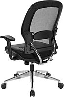 SPACE Seating Professional AirGrid Back and Eco Leather Seat and Trim, 2-to-1 Synchro Tilt Control, Adjustable Arms and Lumbar, Polished Aluminum Base Managers Chair, Black
