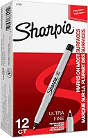 Sharpie Permanent Markers, Ultra Fine Tip, Black, 12 Count - For Classroom, Office, Home, Quick Drying, Fade Resistant