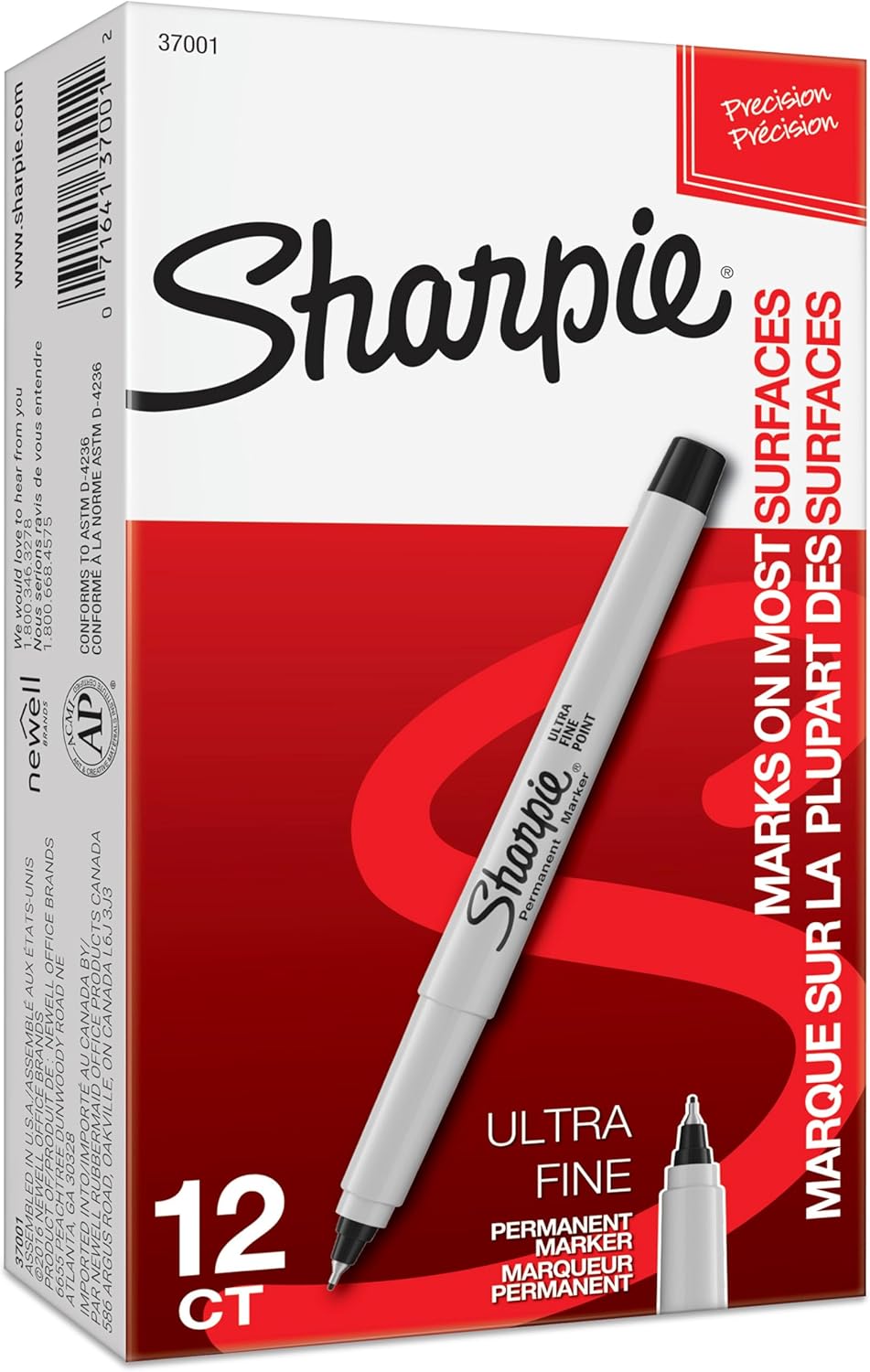 Sharpie Permanent Markers, Ultra Fine Tip, Black, 12 Count - For Classroom, Office, Home, Quick Drying, Fade Resistant