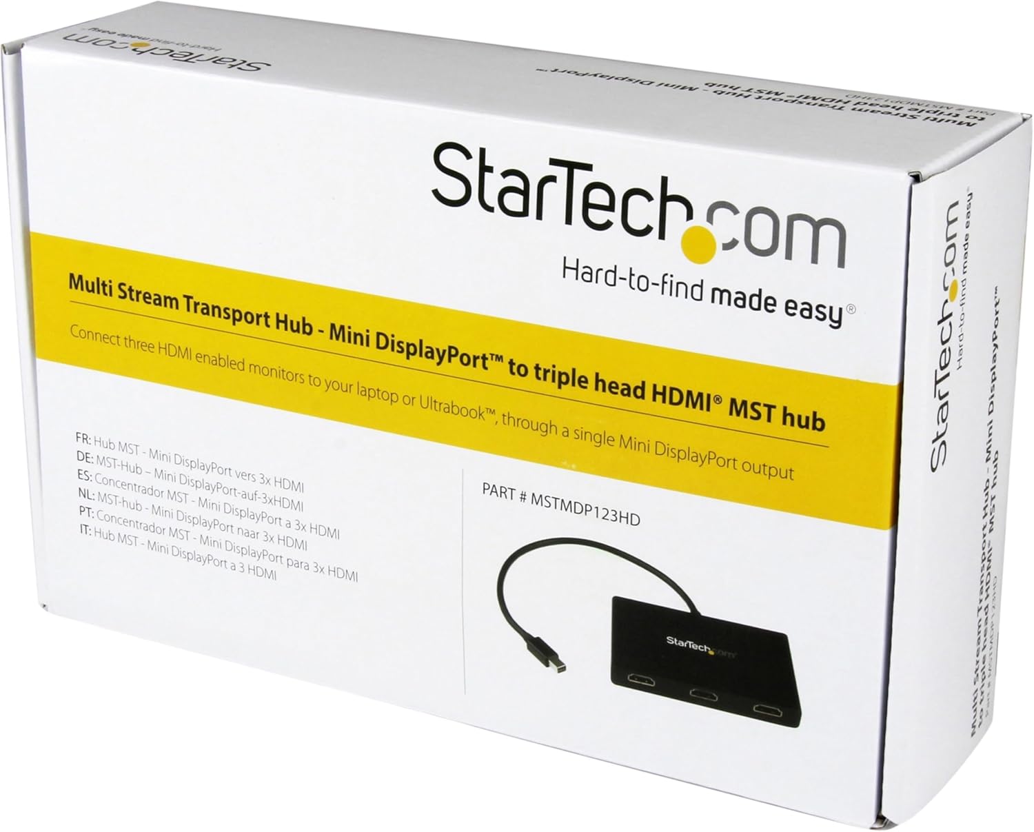 StarTech.com 3-Port Multi Monitor Adapter - Mini DisplayPort to HDMI MST Hub - Triple 1080p/Dual 4K 30Hz