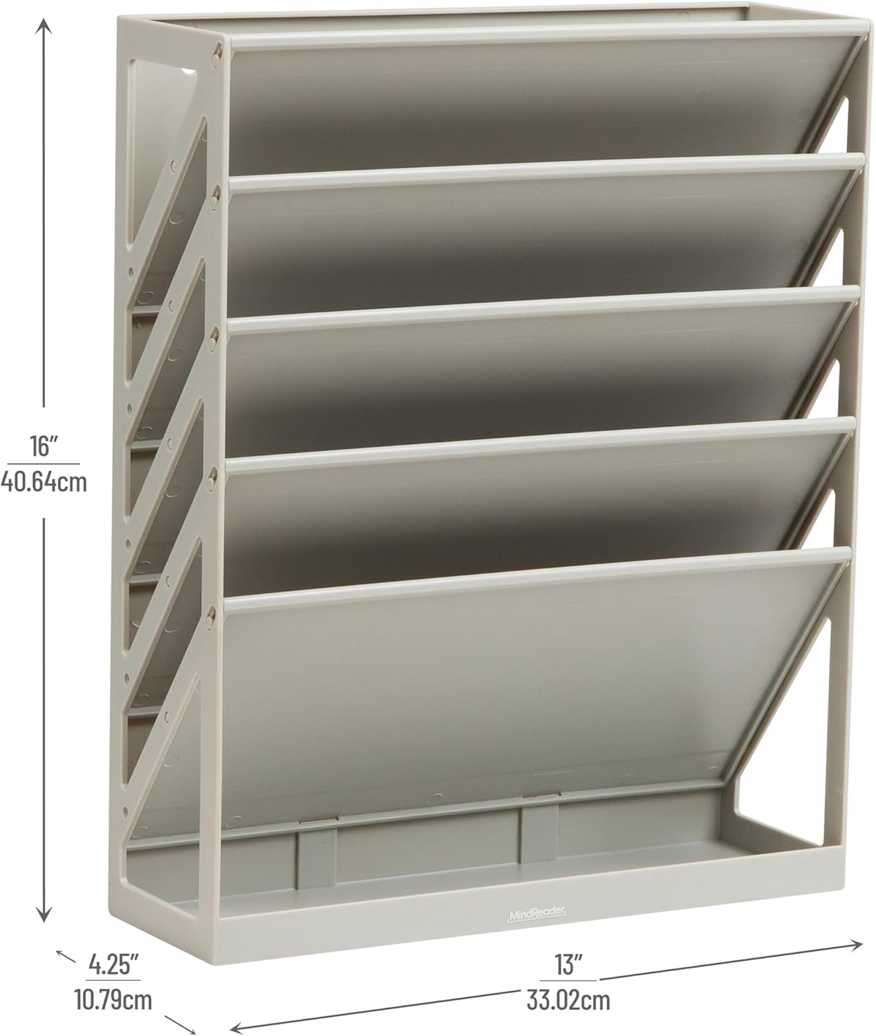 Mind Reader 5-Tier Vertical File Holder, Desktop Organizer, Wall Mount