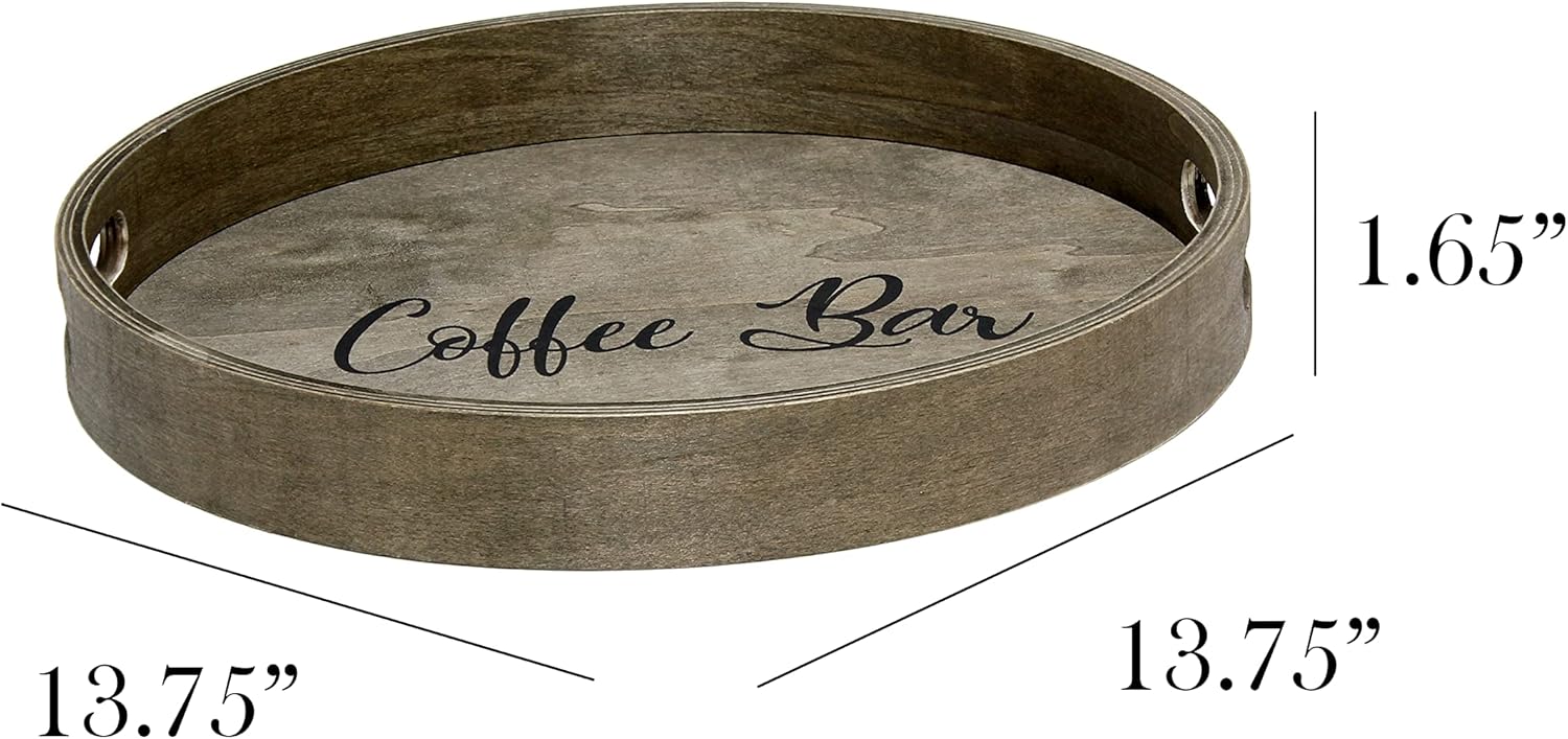 Elegant Designs Decorative Wood Serving Tray w/Handles