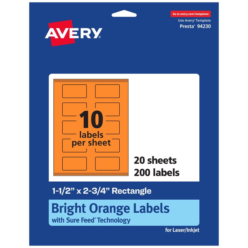 AVERY Printable Rectangle Labels with Sure Feed Technology, Print-to-the-Edge, Laser/Inkjet Compatible