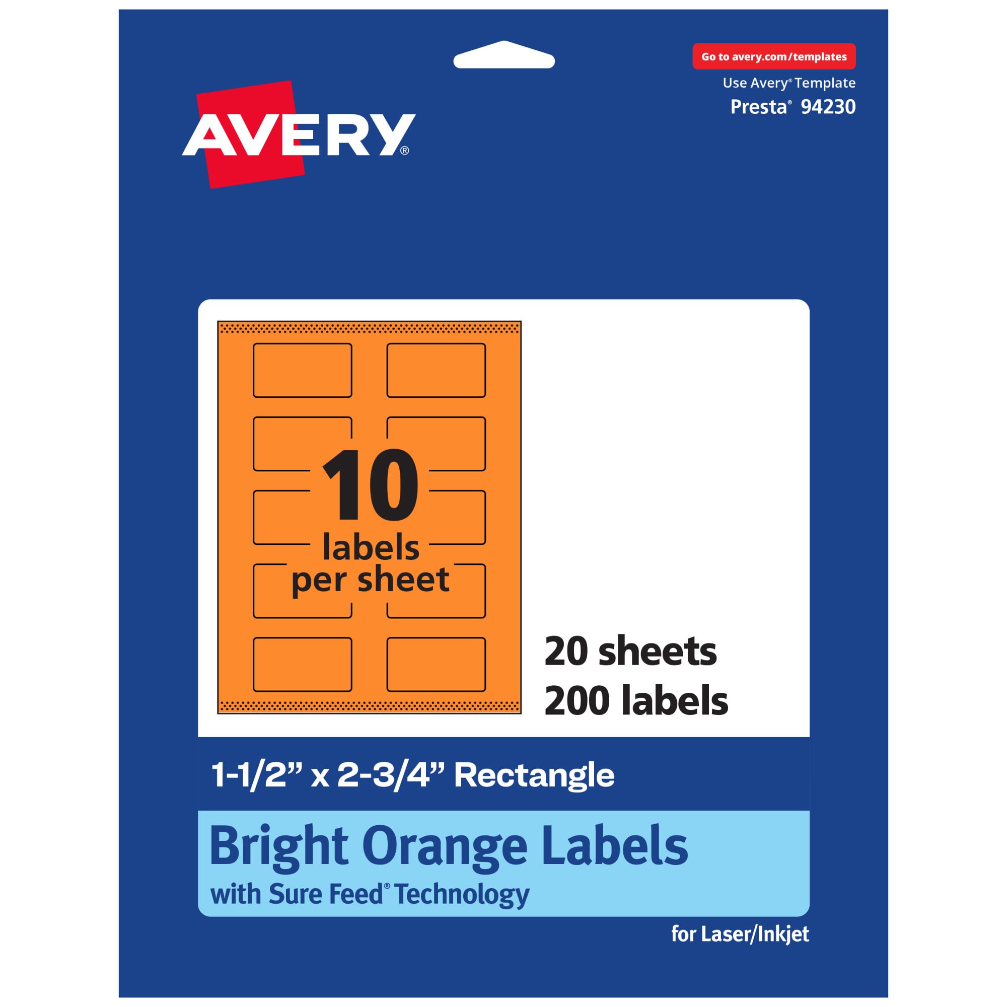 AVERY Printable Rectangle Labels with Sure Feed Technology, Print-to-the-Edge, Laser/Inkjet Compatible