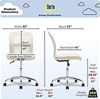 Serta Essentials Mid-Back Computer Chair, Faux Leather and Mesh