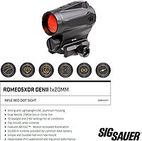 Sig Sauer ROMEO5XDR 1x20mm Red Dot Sight, Compact IPX-7 Waterproof Rifle Shooting Sight, 2 MOA/Circle Dot Dual Reticle