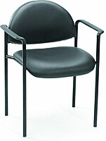 Boss Office Products Dimond Caressoft Stacking Chair with Arms in Black 250 lbs.