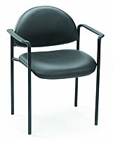 Boss Office Products Dimond Caressoft Stacking Chair with Arms in Black 250 lbs.