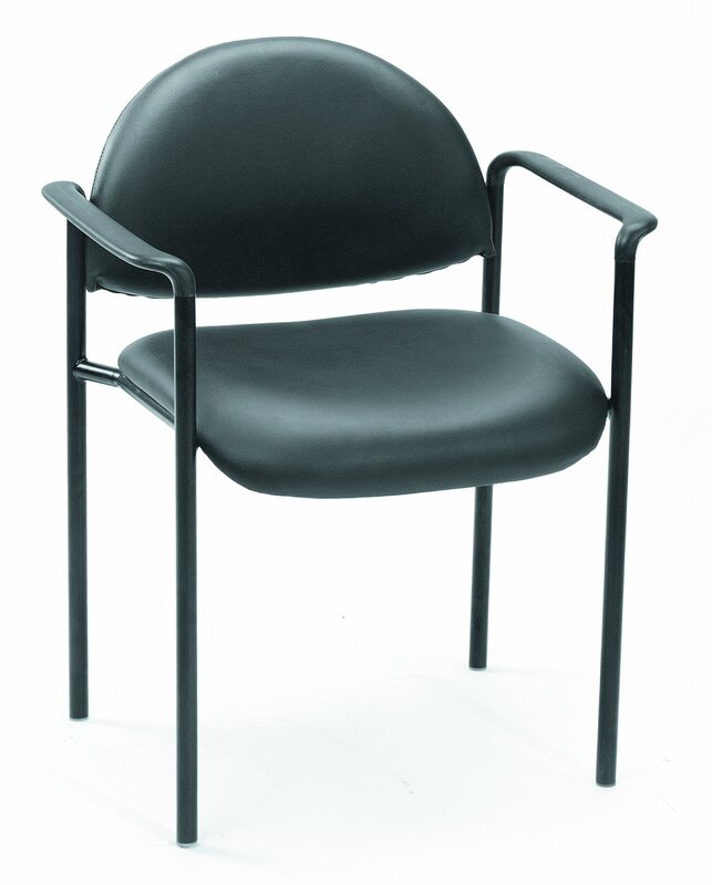Boss Office Products Dimond Caressoft Stacking Chair with Arms in Black 250 lbs.