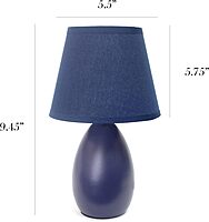 Simple Designs LT2009-BLU Mini Egg Oval Ceramic Table Desk Lamp, Blue Blue 1 Traditional