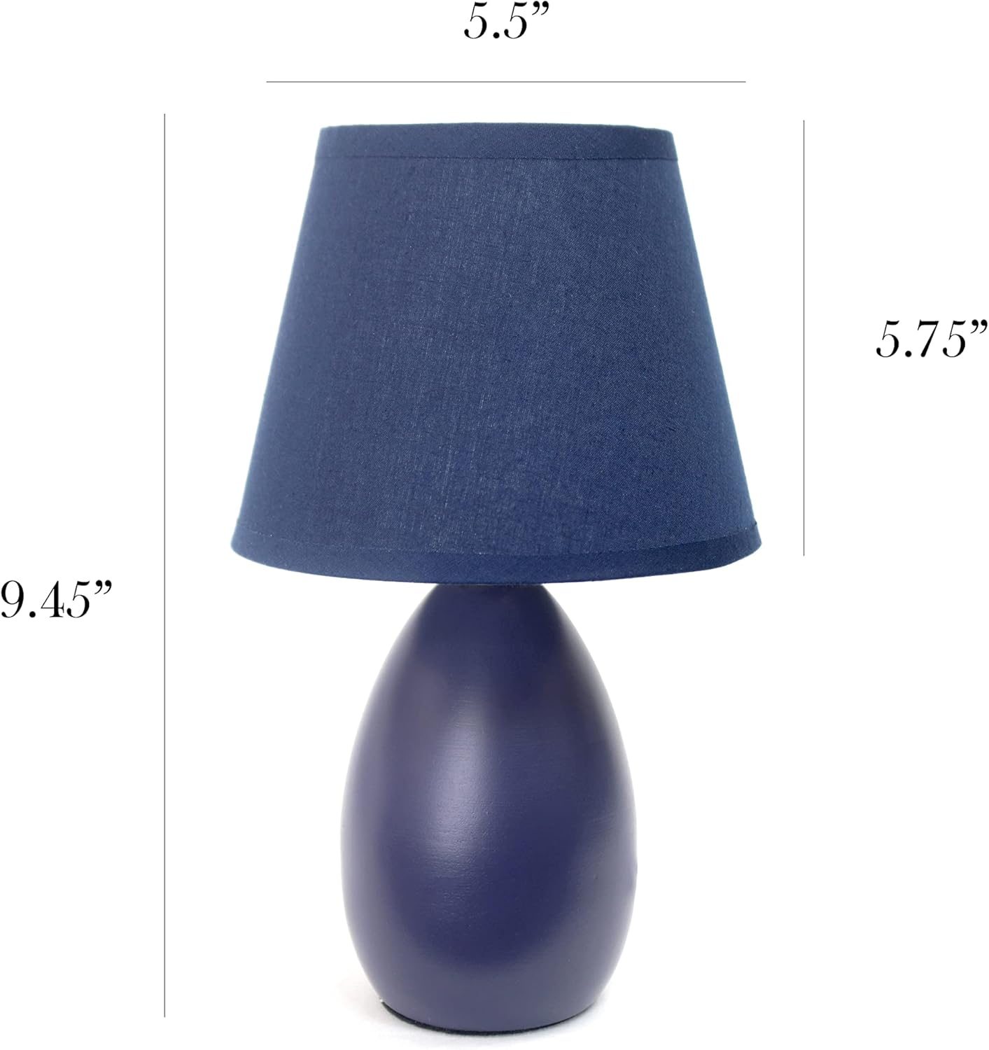 Simple Designs LT2009-BLU Mini Egg Oval Ceramic Table Desk Lamp, Blue Blue 1 Traditional