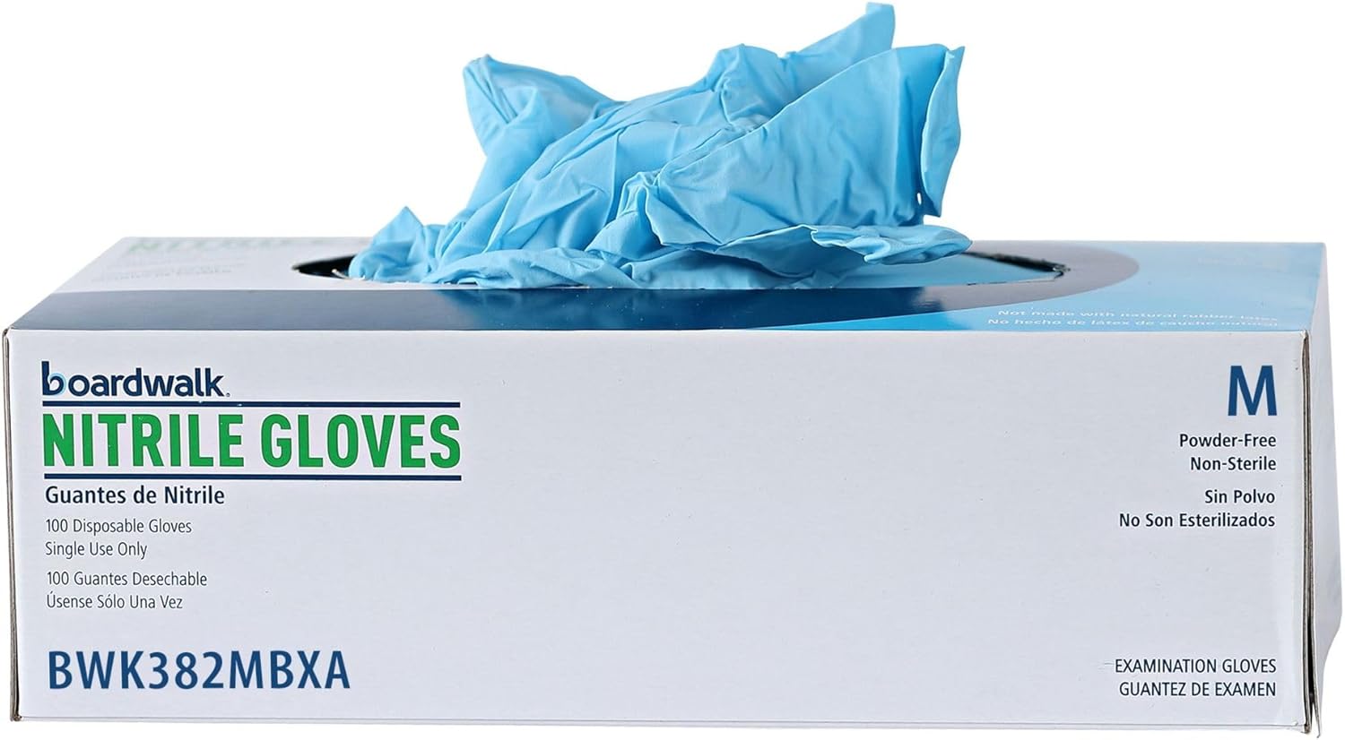 Boardwalk Disposable Examination Nitrile Gloves, Medium, Blue, 5mil, Box Of 100 Gloves