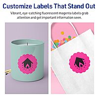 Avery Printable Round Scalloped Labels, Sure Feed Technology, 2-1/2" Diameter, Neon Magenta Labels, Print-to-The-Edge