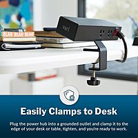 Vari Power Hub - Desk Mount Power Charging Station with Multiple Outlets - 5 AC Outlets, 2 USB Ports