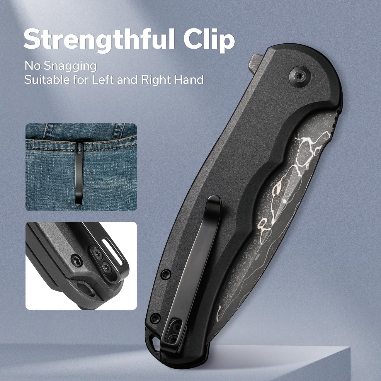 CIVIVI Button Lock Praxis Pocket Knife for EDC, Upgrade Folding Knife with Flipper 3.75" Damascus Blade plus Aluminum Handle