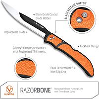 OUTDOOR EDGE RazorBone Replaceable Blade Folding Hunting Knife Kit, 6-Blade Combo