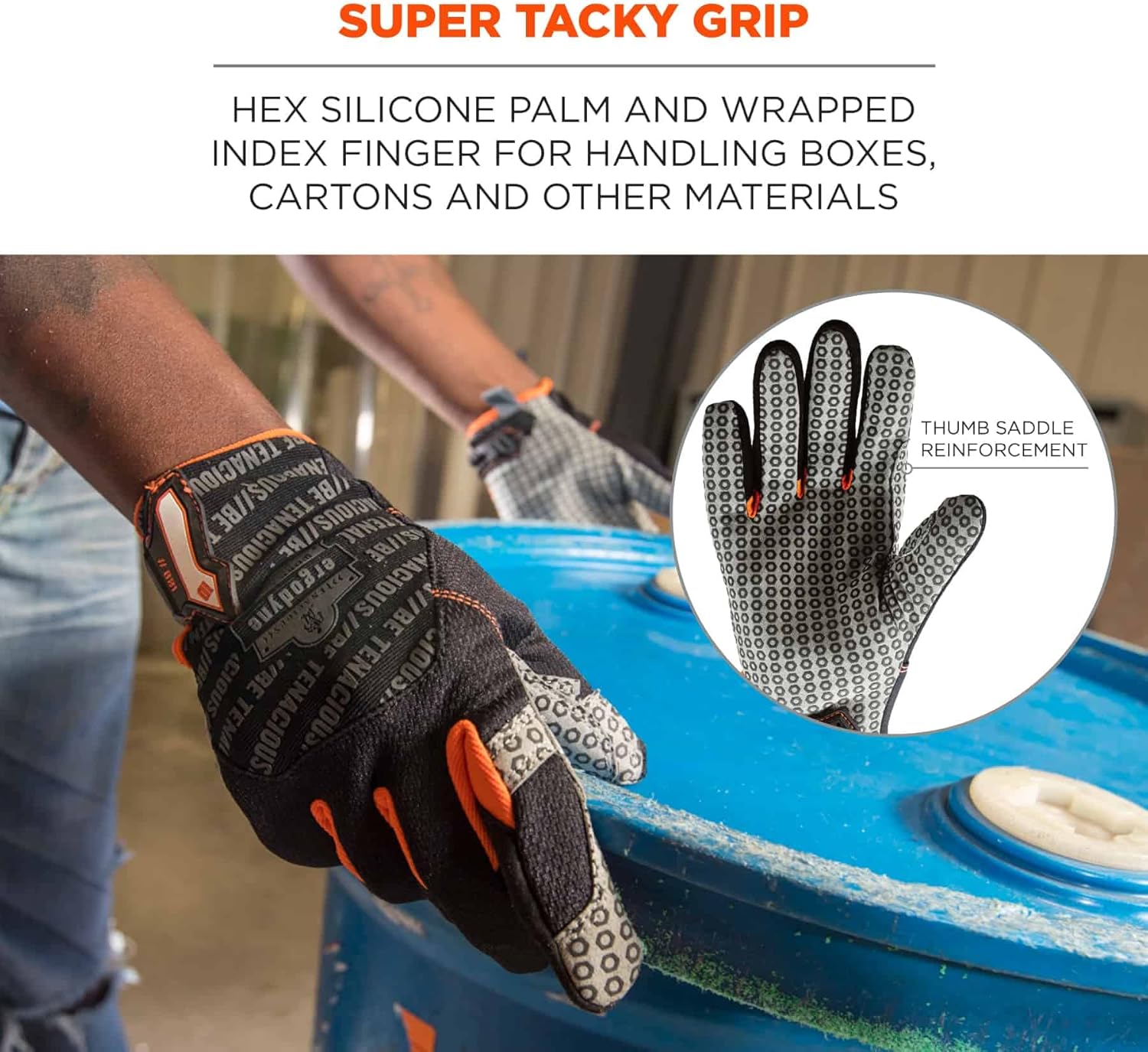 ERGODYNE ProFlex 821 Work Gloves with Hex Silicone Palm