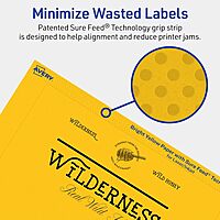 Avery Printable Rectangle Labels, Sure Feed Technology, 5" x 7", Bright Yellow Labels, Laser/Inkjet Printable, 20 Total