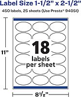 AVERY Matte White Oval Labels, Sure Feed Technology, 1.5" x 2.5"