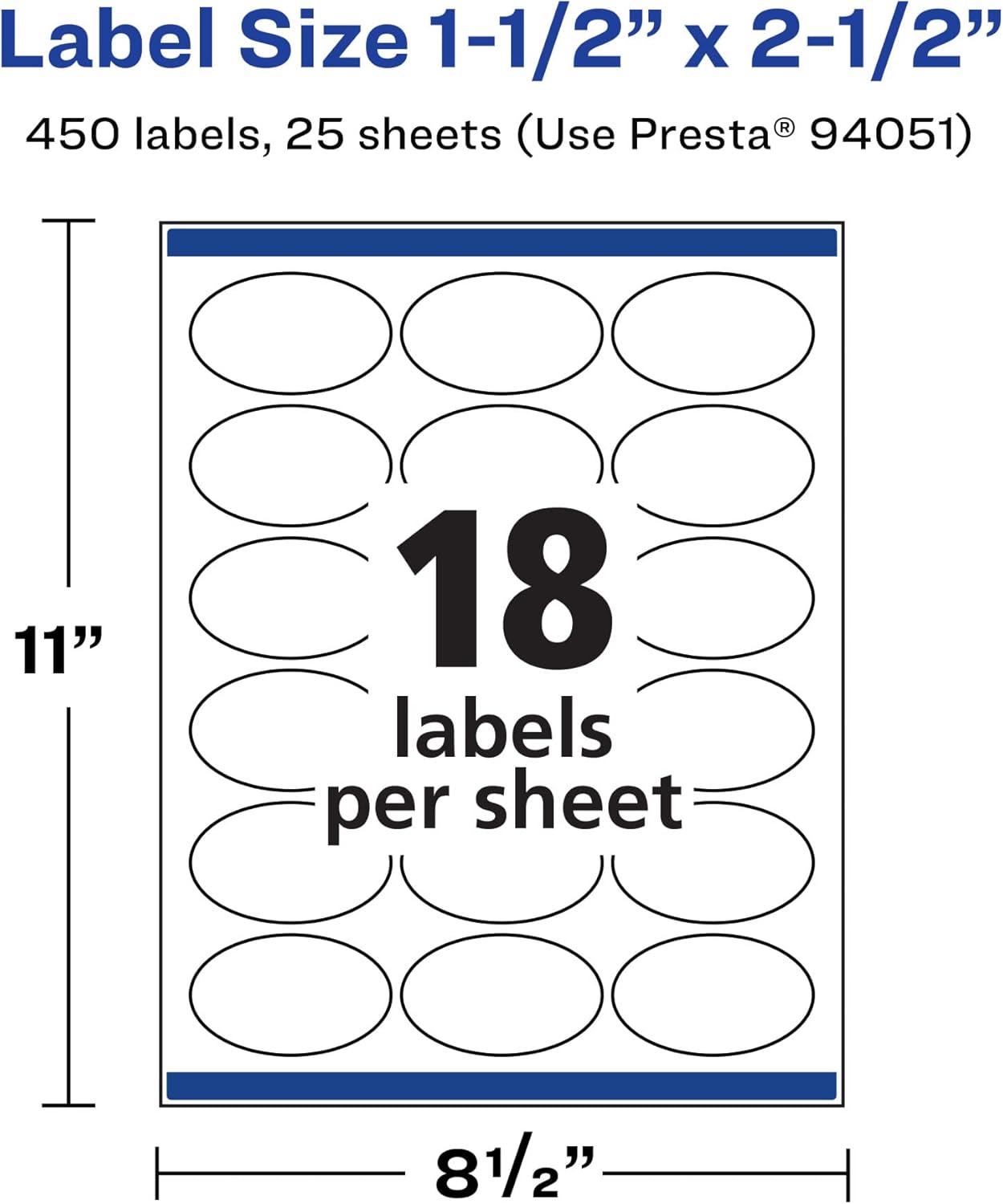AVERY Matte White Oval Labels, Sure Feed Technology, 1.5" x 2.5"