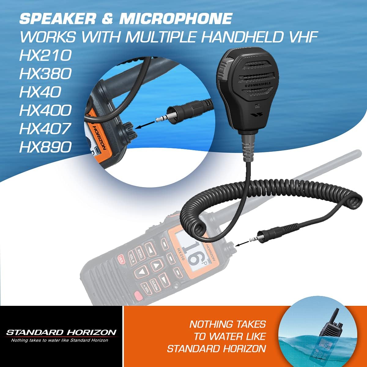 Standard Horizon MH-73A4B Speaker/Microphone Black, Small Microphone Standard Packaging