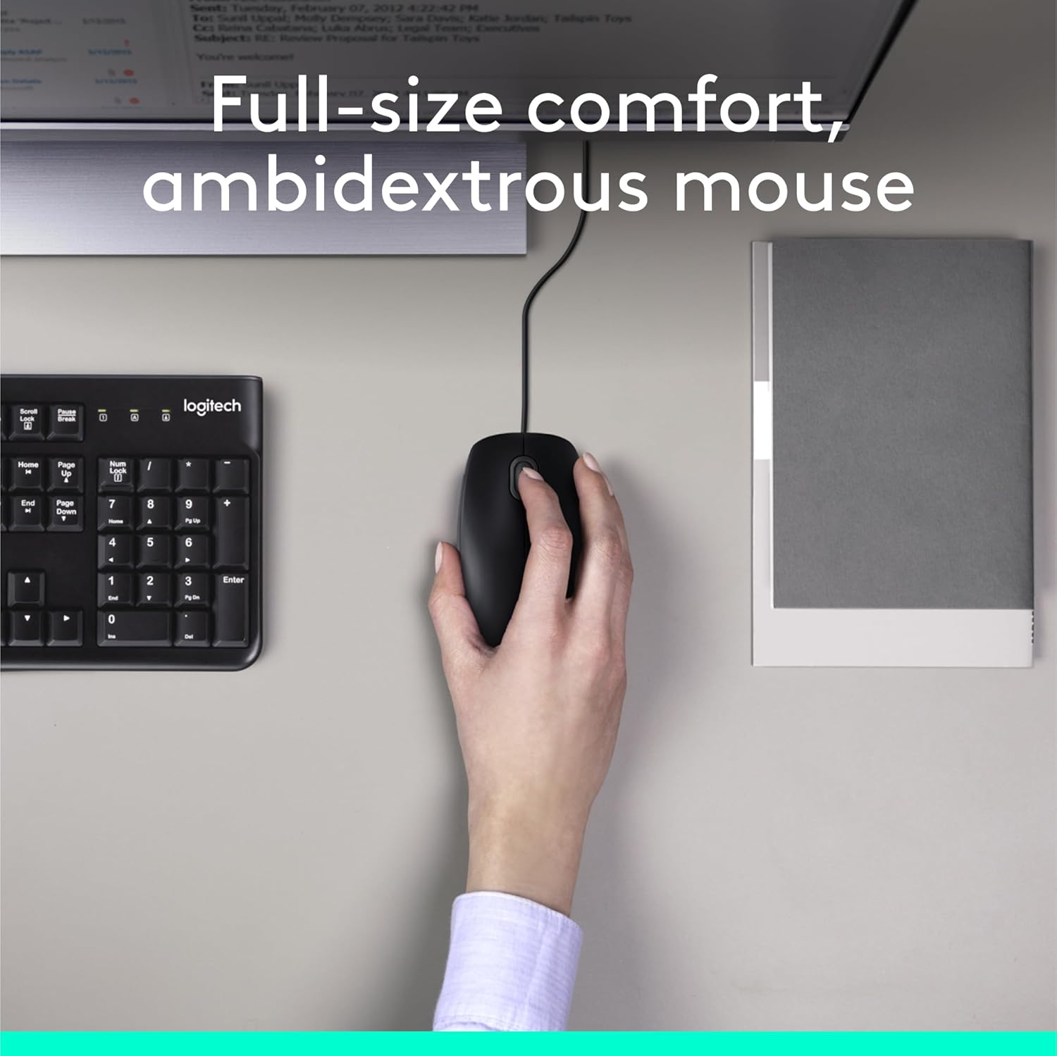 Logitech MK120 Wired Keyboard and Mouse Combo for Windows, Optical Wired Mouse, Full-Size, USB, Compatible with PC