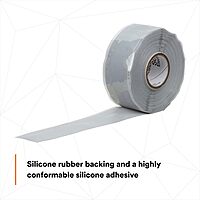 3M Scotch Self-Fusing Silicone Rubber Electrical Tape, High-Temperature, 1 in x 30 ft, Sky Blue/Gray