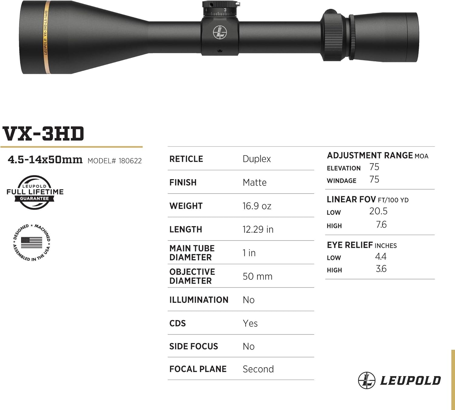 Leupold VX-3HD Riflescope with CDS-ZL ZeroLock Dial