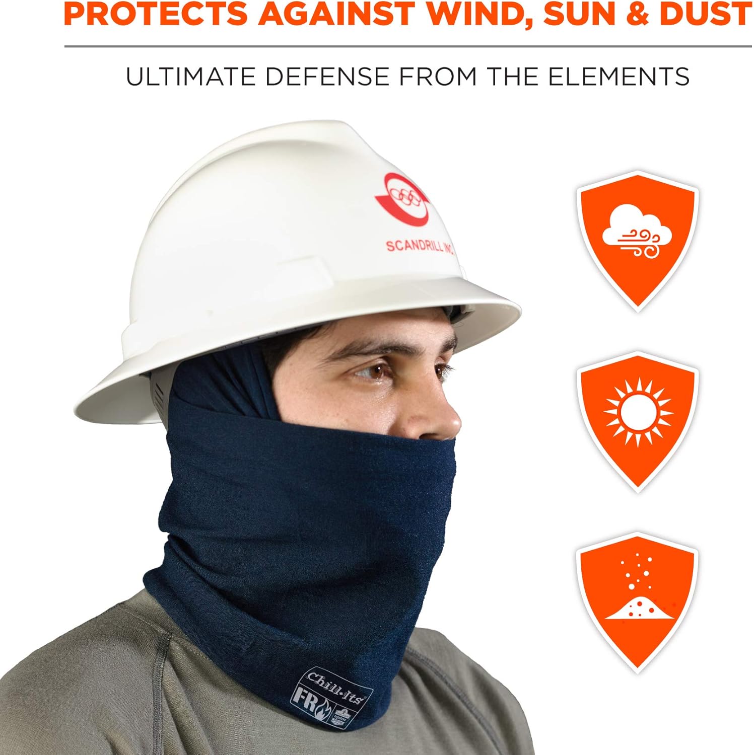 Ergodyne Chill-Its 6486 Fire Resistant Headband, Multifunctional Headwear, Moisture-Wicking, Navy, 10 x 8 x 0.5 Inch