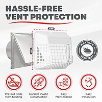 Deflecto Universal Bird Guard, Fits 3 inch to 4 inch Vent Hoods | Durable, Easy-to-Install & Prevents Birds, Rodents and Debris (UBGWL)