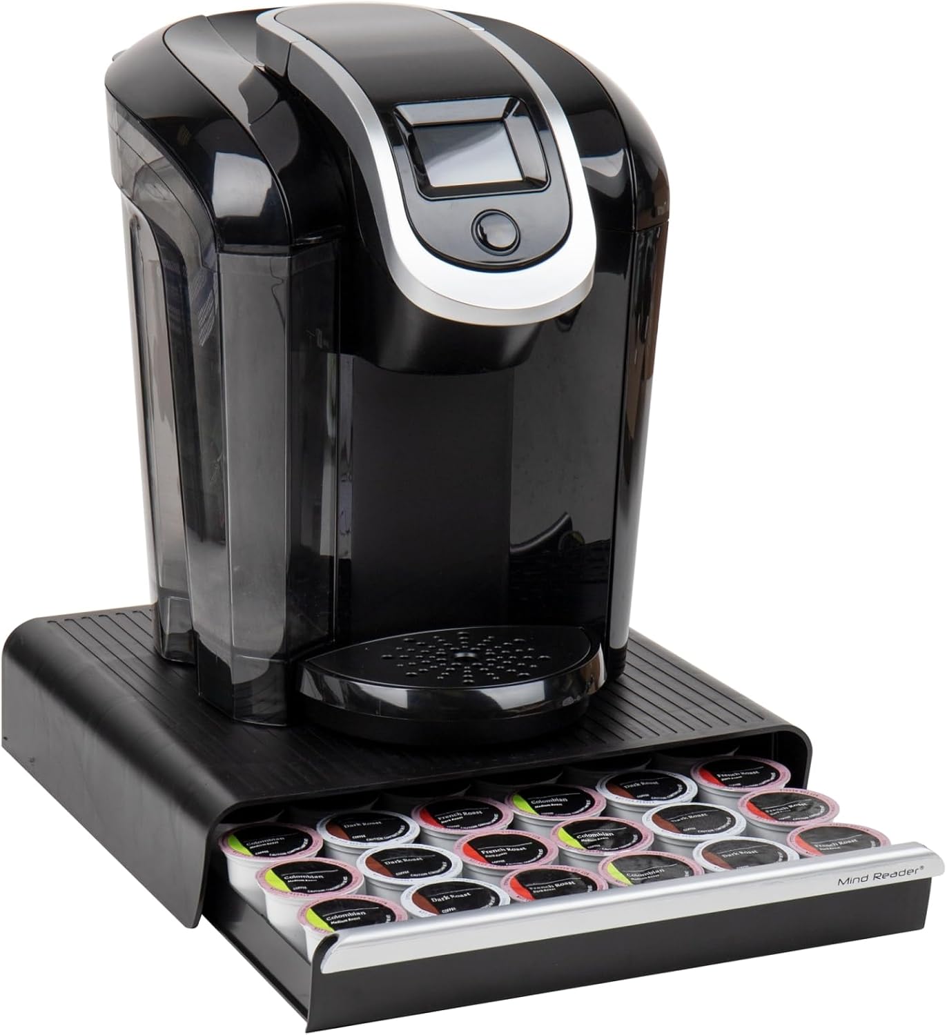 Mind Reader Single Serve Coffee Pod Drawer, 36 Pod Capacity, Countertop Organizer, Breakroom, 12.75"L x 13"W x 3"H, Black