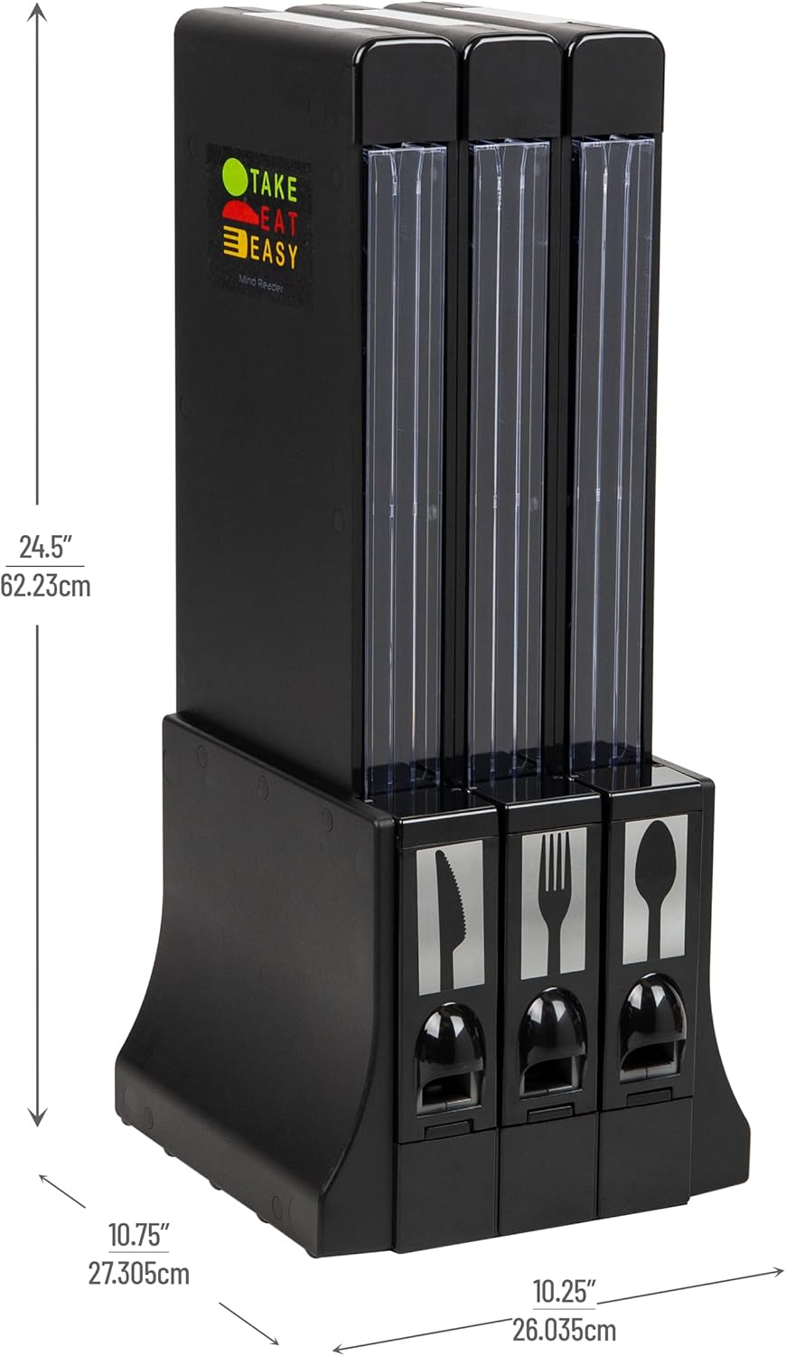 Mind Reader Utensil Dispenser, Silverware Organizer, Plastic Fork Spoon Dispenser, Kitchen, 10.25" L x 10.75" W x 24.5" H