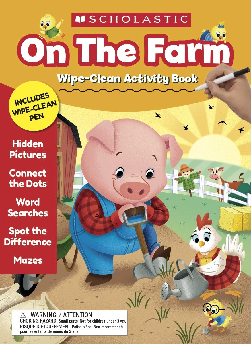 Scholastic On the Farm Wipe-Clean Activity Book, Preschool - Grade 1