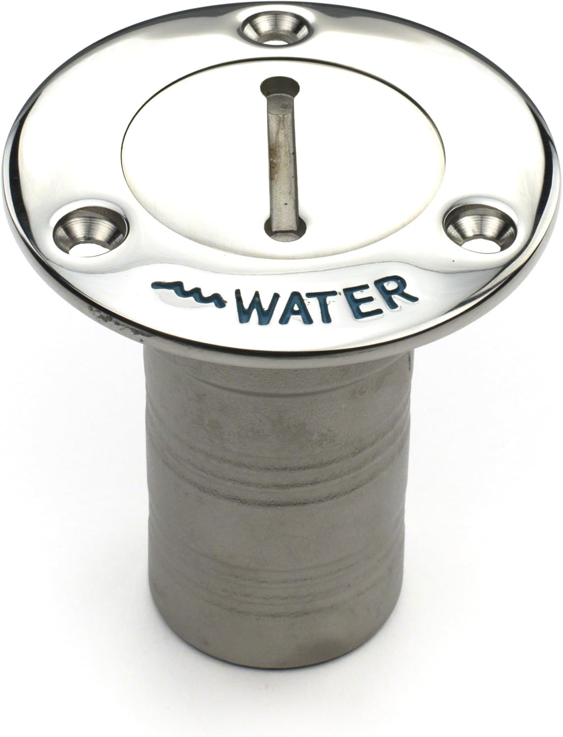 Whitecap 6125C Stainless Steel 90 Degree Hose Deck Fill with Key - Water, 1-1/2", Grey